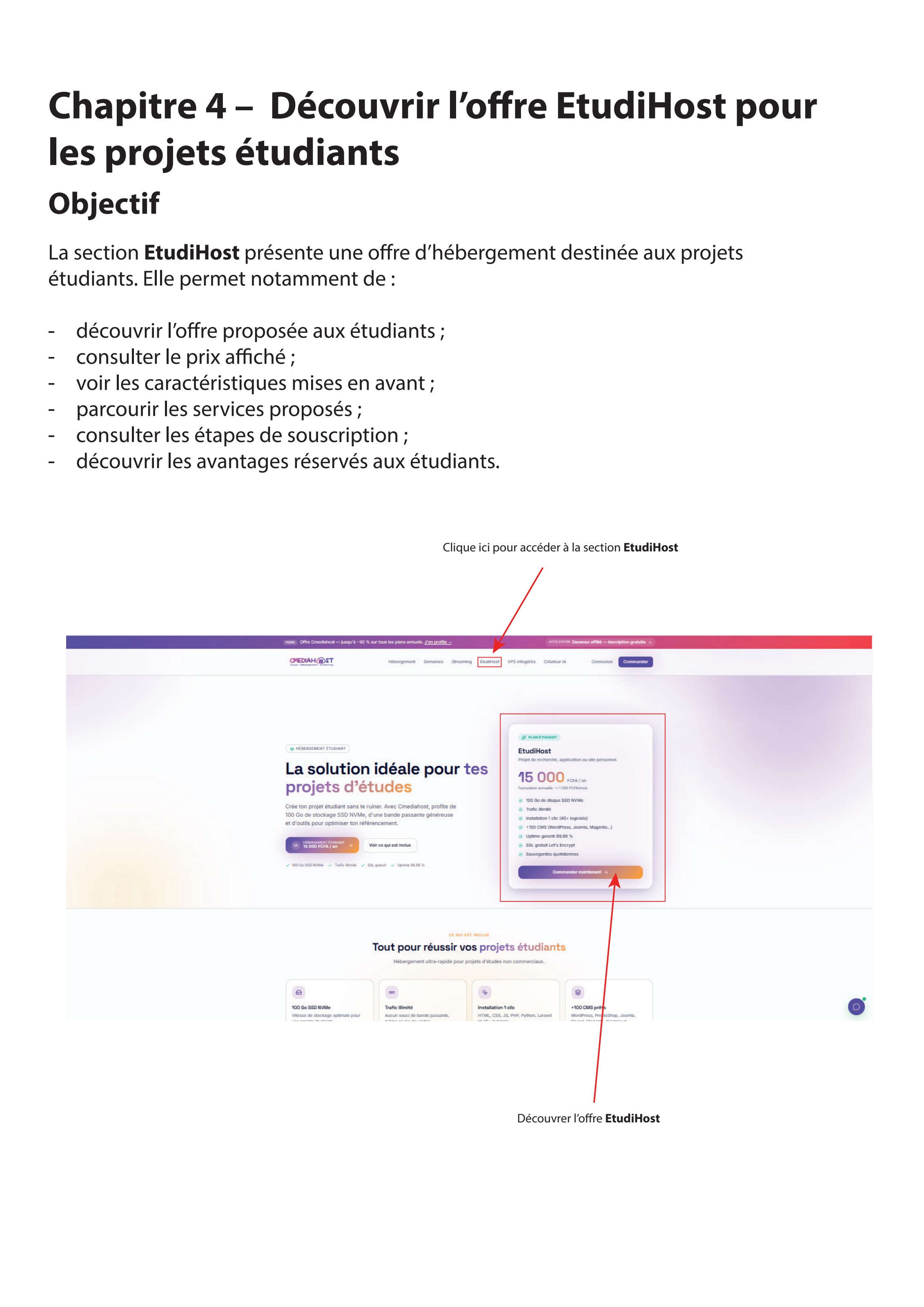 Page EtudiHost présentant l'offre d'hébergement pour étudiants