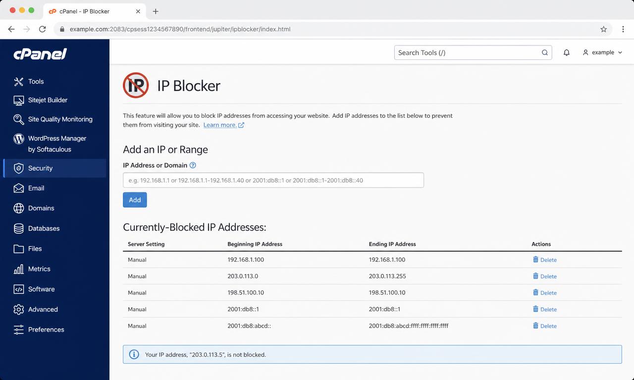 Illustration de l'article Sécuriser son hébergement avec les outils Security de cPanel